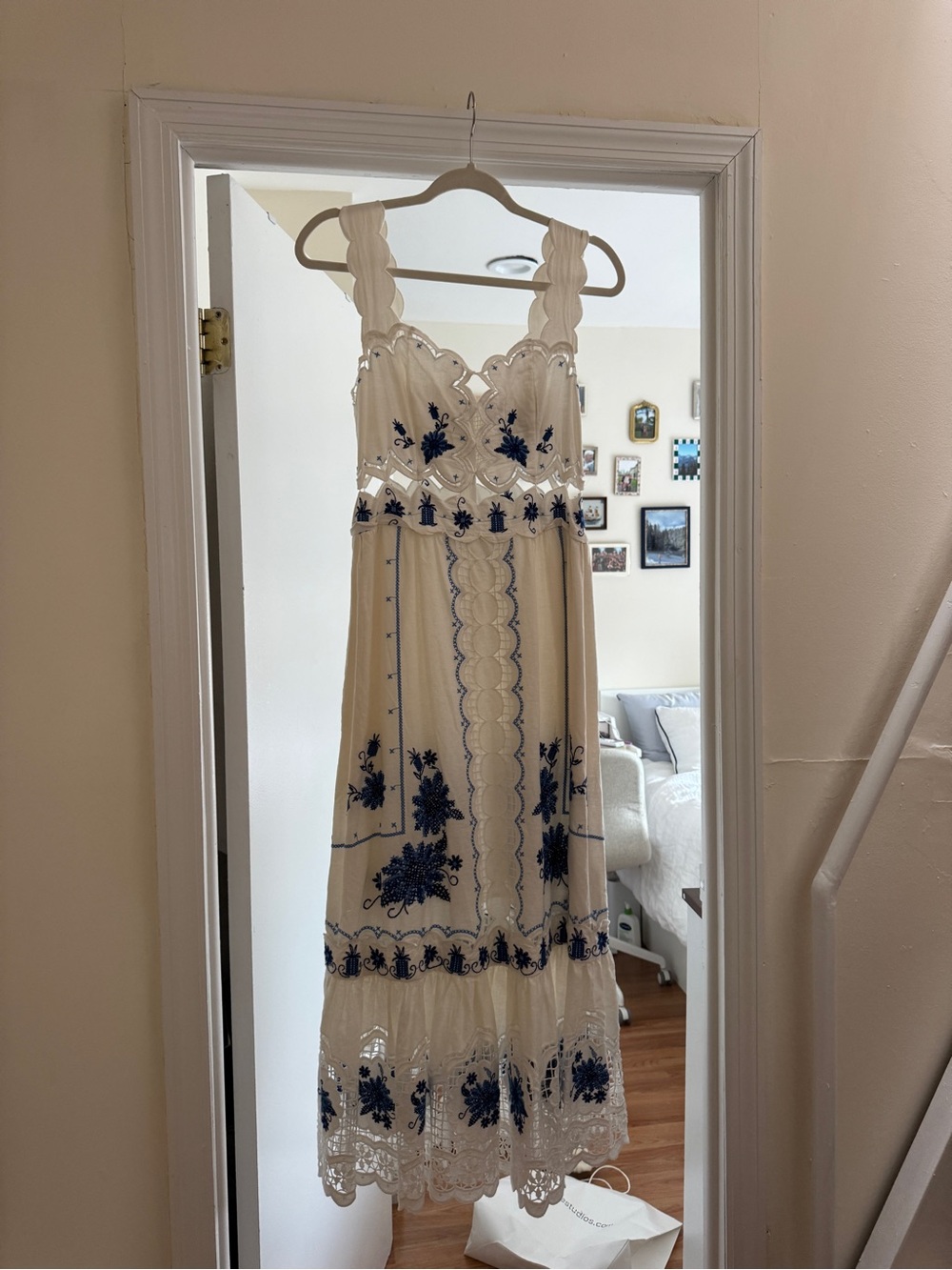 Farm Rio Embroidered Linen Blend Midi Dress - Picture 8 of 15